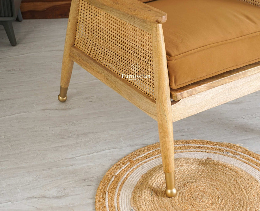 Boston Chester Wooden Rattan Arm Chair - Dining Chair - Furniselan - Natural Finish

