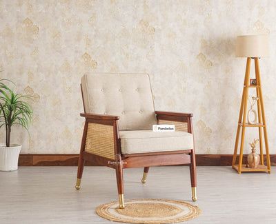 Boston Chester Wooden Rattan Arm Chair - Dining Chair - Furniselan - Brown Finish