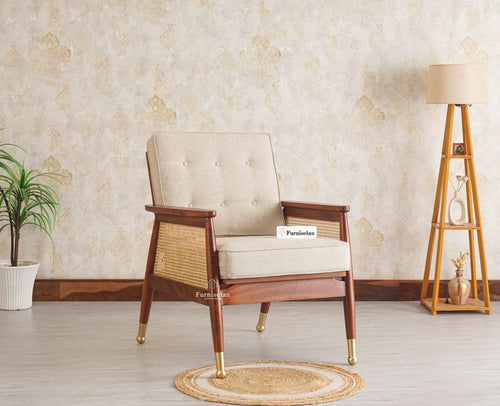 Boston Chester Wooden Rattan Arm Chair - Dining Chair - Furniselan - Brown Finish