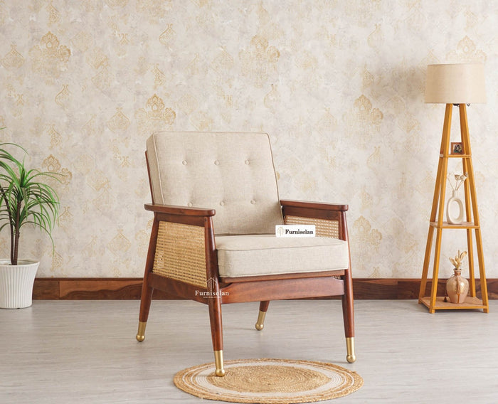 Boston Chester Wooden Rattan Arm Chair - Dining Chair - Furniselan - Brown Finish