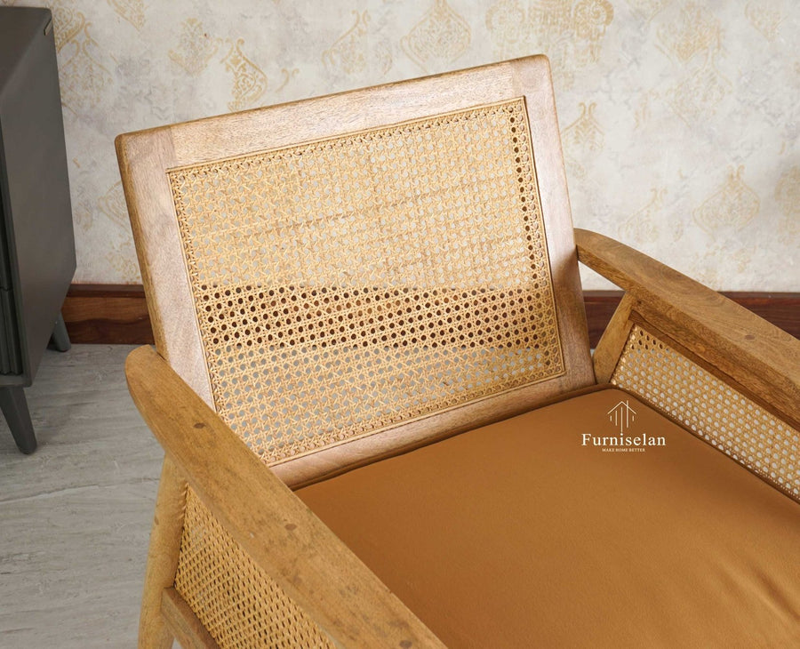 Boston Chester Wooden Rattan Arm Chair - Dining Chair - Furniselan - Natural Finish