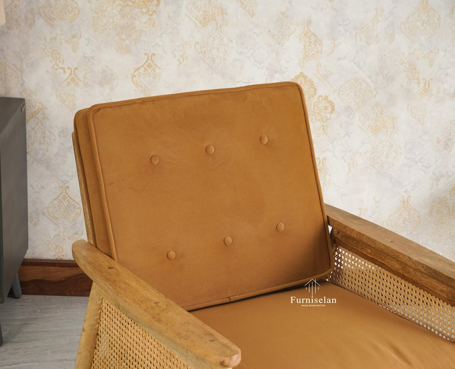Boston Chester Wooden Rattan Arm Chair - Dining Chair - Furniselan - Natural Finish
