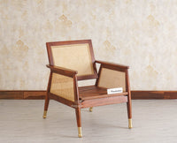 Boston Chester Wooden Rattan Arm Chair - Dining Chair - Furniselan - Brown-Finish