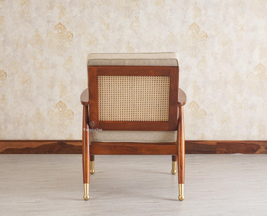 Boston Chester Wooden Rattan Arm Chair - Dining Chair - Furniselan - Brown Finish