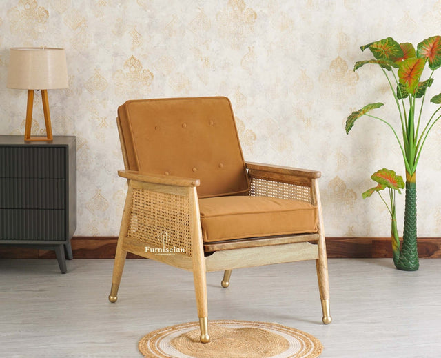 Boston Chester Wooden Rattan Arm Chair - Dining Chair - Furniselan - Natural Finish