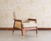 Boston Chester Wooden Rattan Arm Chair - Dining Chair - Furniselan - Brown-Finish
