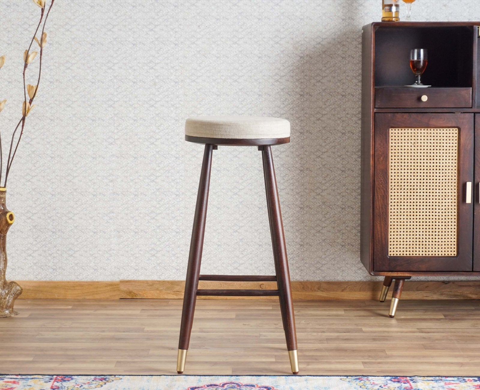 Boston Kitchen Bar Stool with Cushion Furniselan Grey-Finish