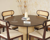 Boston Loop Solid Wood Round Four Seater Dining Set - Dining Set - Furniselan Grey Finish