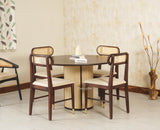 Boston Loop Solid Wood Round Four Seater Dining Set - Dining Set - Furniselan Grey Finish