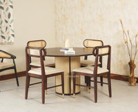Boston Loop Solid Wood Round Four Seater Dining Set - Dining Set - Furniselan