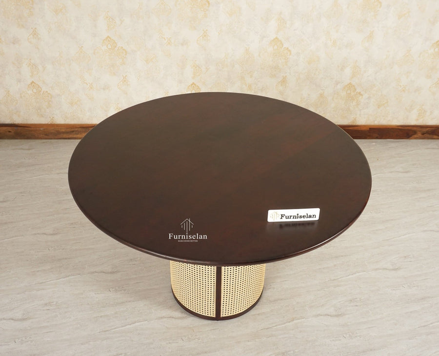 Boston Loop Solid Wood Round Four Seater Dining Set - Dining Set - Furniselan Grey Finish
