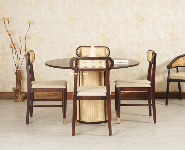 Boston Loop Solid Wood Round Four Seater Dining Set - Dining Set - Furniselan Grey Finish