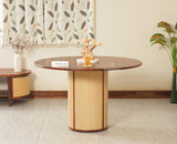 Boston Loop Solid Wood Round Four Seater Dining Set Furniselan Brown Finish