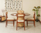 Boston Loop Solid Wood Round Four Seater Dining Set Furniselan Brown Finish