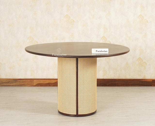 Boston Loop Solid Wood Round Seater Dining Table - Dining Set - Furniselan Grey Finish