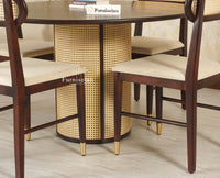 Boston Loop Solid Wood Round Seater Dining Table - Dining Set - Furniselan
