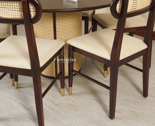 Boston Loop Solid Wood Round Seater Dining Table - Dining Set - Furniselan Grey Finish