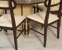Boston Loop Solid Wood Round Six Seater Dining Set - Dining Set - Furniselan