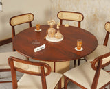 Boston Loop Solid Wood Round Six Seater Dining Set - Dining Set - Furniselan Brown Finish