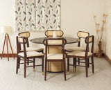 Boston Loop Solid Wood Round Six Seater Dining Set