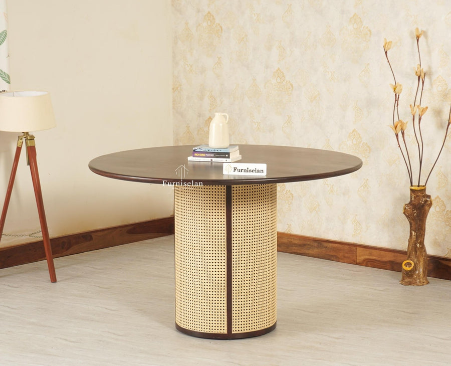 Boston Loop Solid Wood Round Six Seater Dining Set - Dining Set - Furniselan Grey Finish