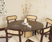 Boston Loop Solid Wood Round Six Seater Dining Set - Dining Set - Furniselan