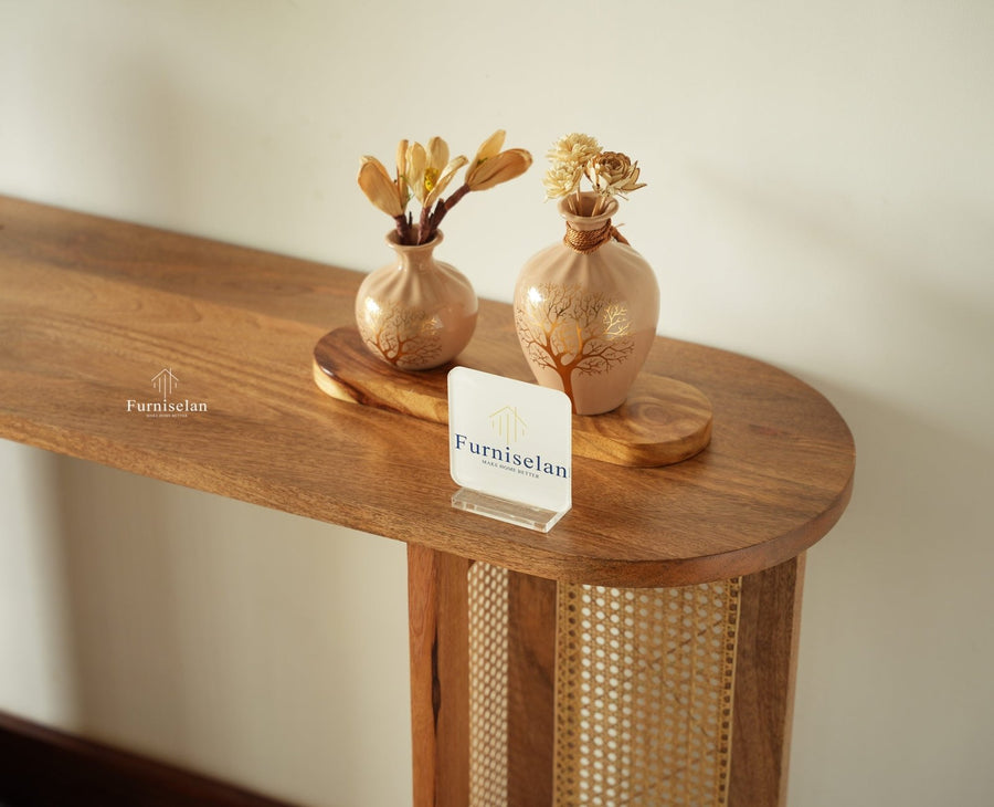 Boston Luma Wooden Entryway Console Table Natural Oak Finish
