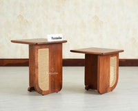 Boston Luma Wooden Multipurpose Side Table Set of Two Brown Finish