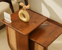 Boston Luma Wooden Multipurpose Side Table Set of Two Teak Finish