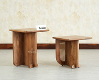 Boston Luma Wooden Multipurpose Side Table Set of Two Natural Oak Finish