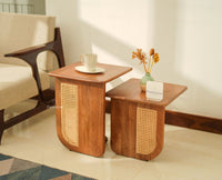 Boston Luma Wooden Multipurpose Side Table Set of Two Natural Oak Finish