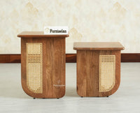 Boston Luma Wooden Multipurpose Side Table Set of Two Natural Oak Finish