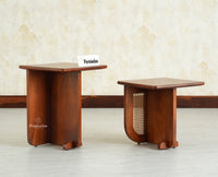 Boston Luma Wooden Multipurpose Side Table Set of Two Brown Finish