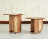 Boston Luma Wooden Multipurpose Side Table Set of Two Natural Oak Finish