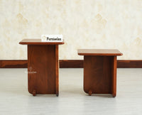 Boston Luma Wooden Multipurpose Side Table Set of Two Brown Finish