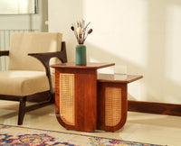 Boston Luma Wooden Multipurpose Side Table Set of Two Brown Finish
