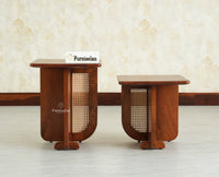 Boston Luma Wooden Multipurpose Side Table Set of Two Brown Finish