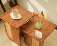 Boston Luma Wooden Multipurpose Side Table Set of Two Natural Oak Finish