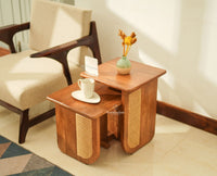 Boston Luma Wooden Multipurpose Side Table Set of Two Natural Oak Finish