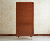 Boston Luxury Solid Wood Bookshelf | 4 Door Wooden Bookcase & Display Cabinet Furniselan Brown Finish