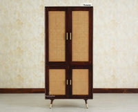 Boston Luxury Solid Wood Bookshelf | 4 Door Wooden Bookcase & Display Cabinet Furniselan Grey Finish