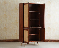 Boston Luxury Solid Wood Bookshelf | 4 Door Wooden Bookcase & Display Cabinet Furniselan Brown Finish