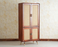 Boston Luxury Solid Wood Bookshelf | 4 Door Wooden Bookcase & Display Cabinet Furniselan Brown Finish