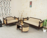 Boston Sheesham Wood Five Seater Sofa Set with Coffee Table Furniselan Grey Finish