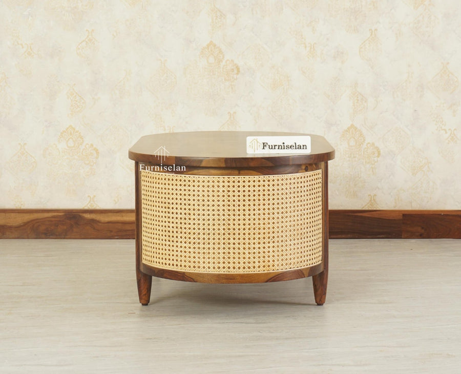 Boston Sheesham Wood Oval Coffee Table Furniselan Teak Finish