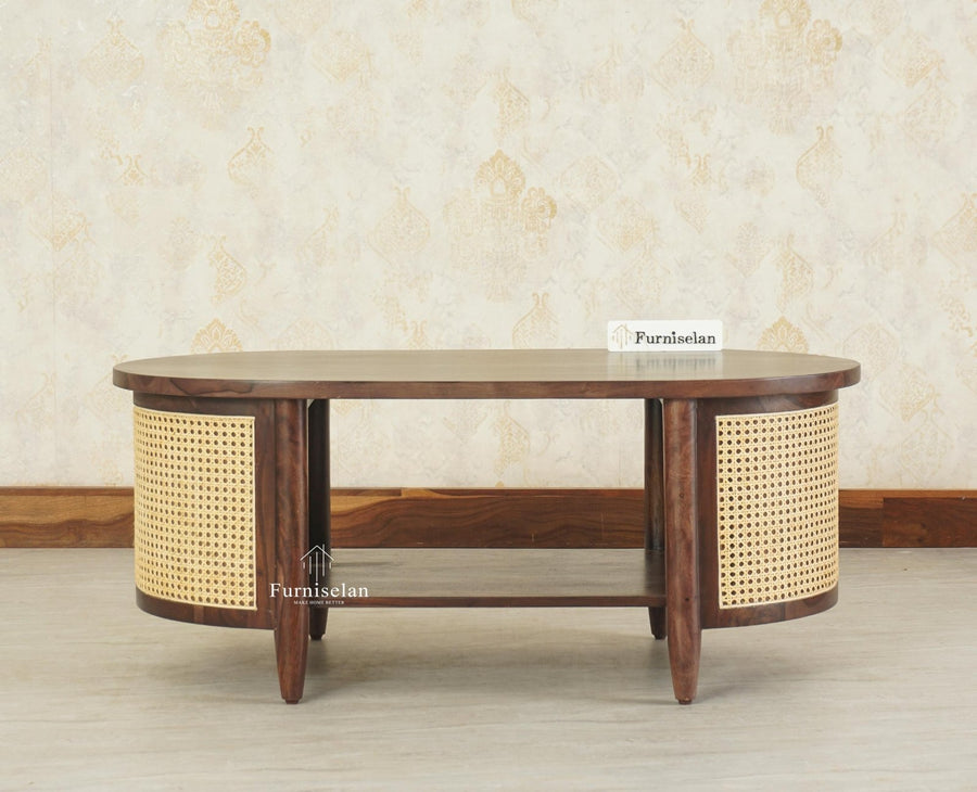 Boston Sheesham Wood Oval Coffee Table Furniselan Grey Finish