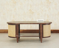 Boston Sheesham Wood Oval Coffee Table Furniselan Grey Finish