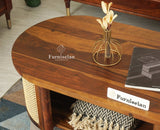 Boston Sheesham Wood Oval Coffee Table Furniselan Teak Finish
