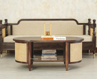 Boston Sheesham Wood Oval Coffee Table Furniselan Grey Finish