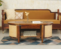 Boston Sheesham Wood Oval Coffee Table Furniselan Teak Finish